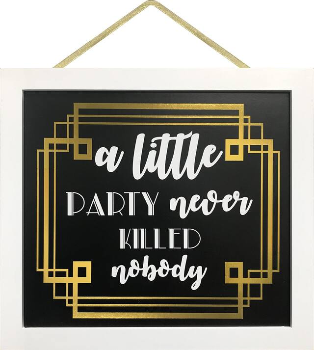 Affiche suspendue veille du jour de l'An noir et or Front_Flat