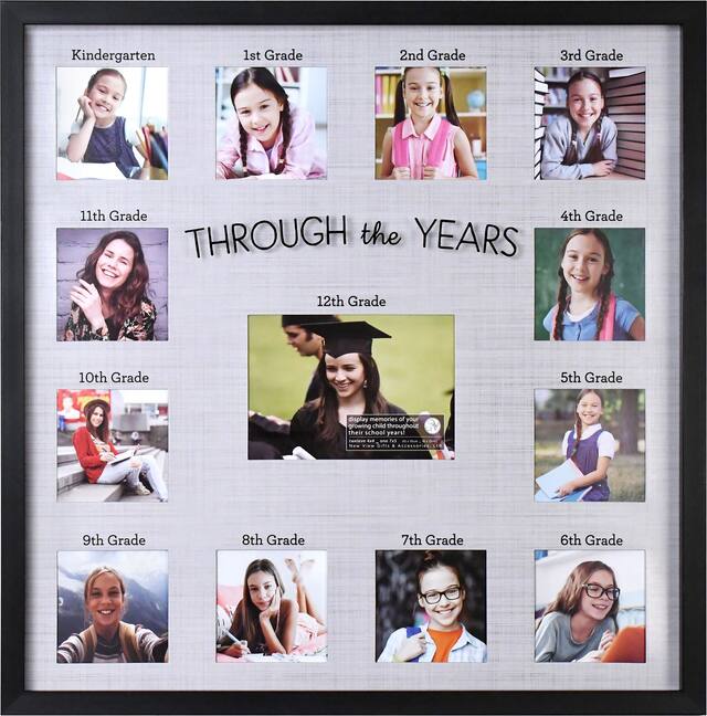 Through the Years High School Graduation Photo Collage Frame Front_Flat