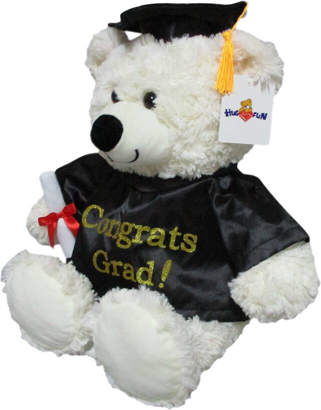Black & White Graduation Teddy Bear Front_Angled_Left