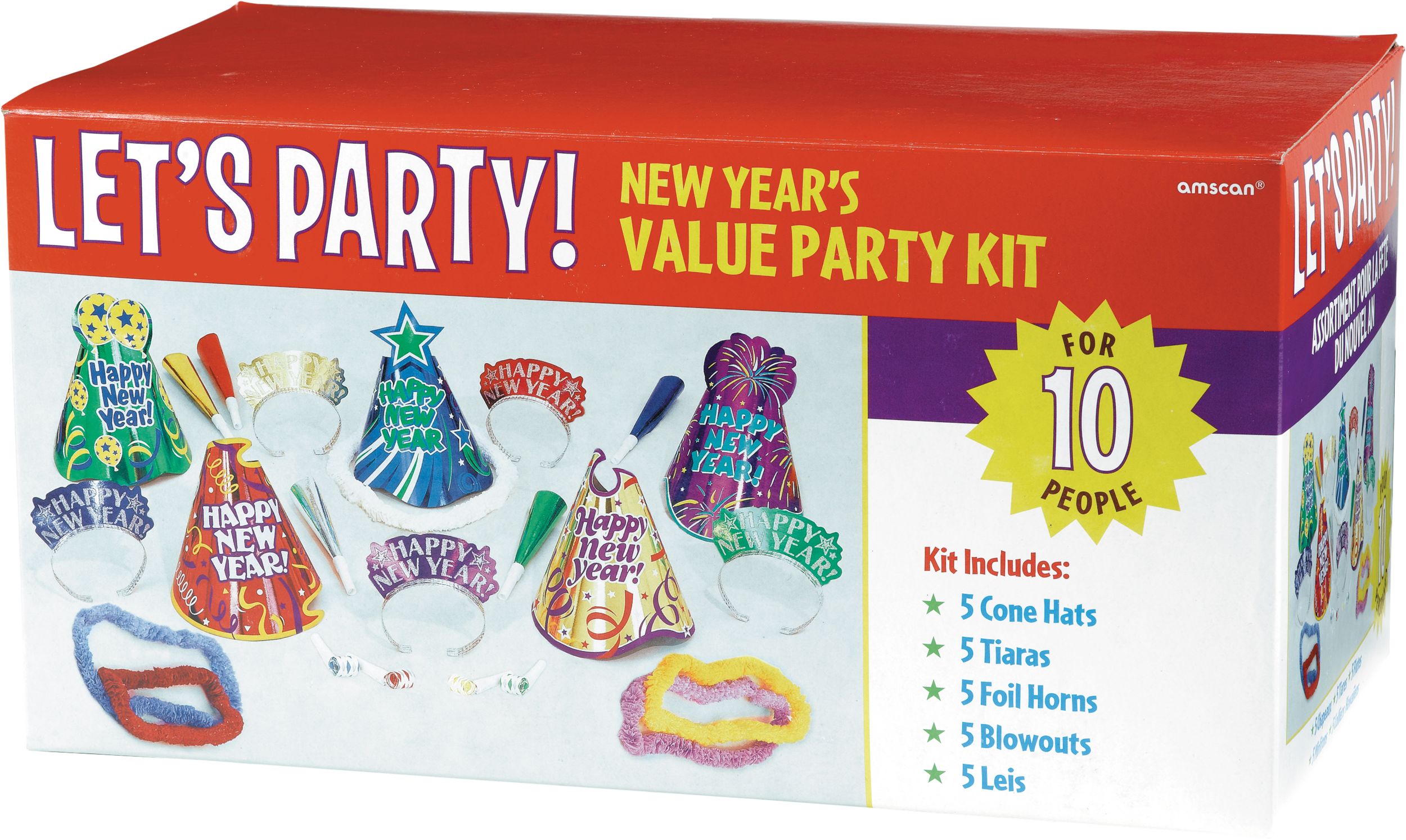 Let's Party New Year's Party Kit for 10 Front_Angled_Left