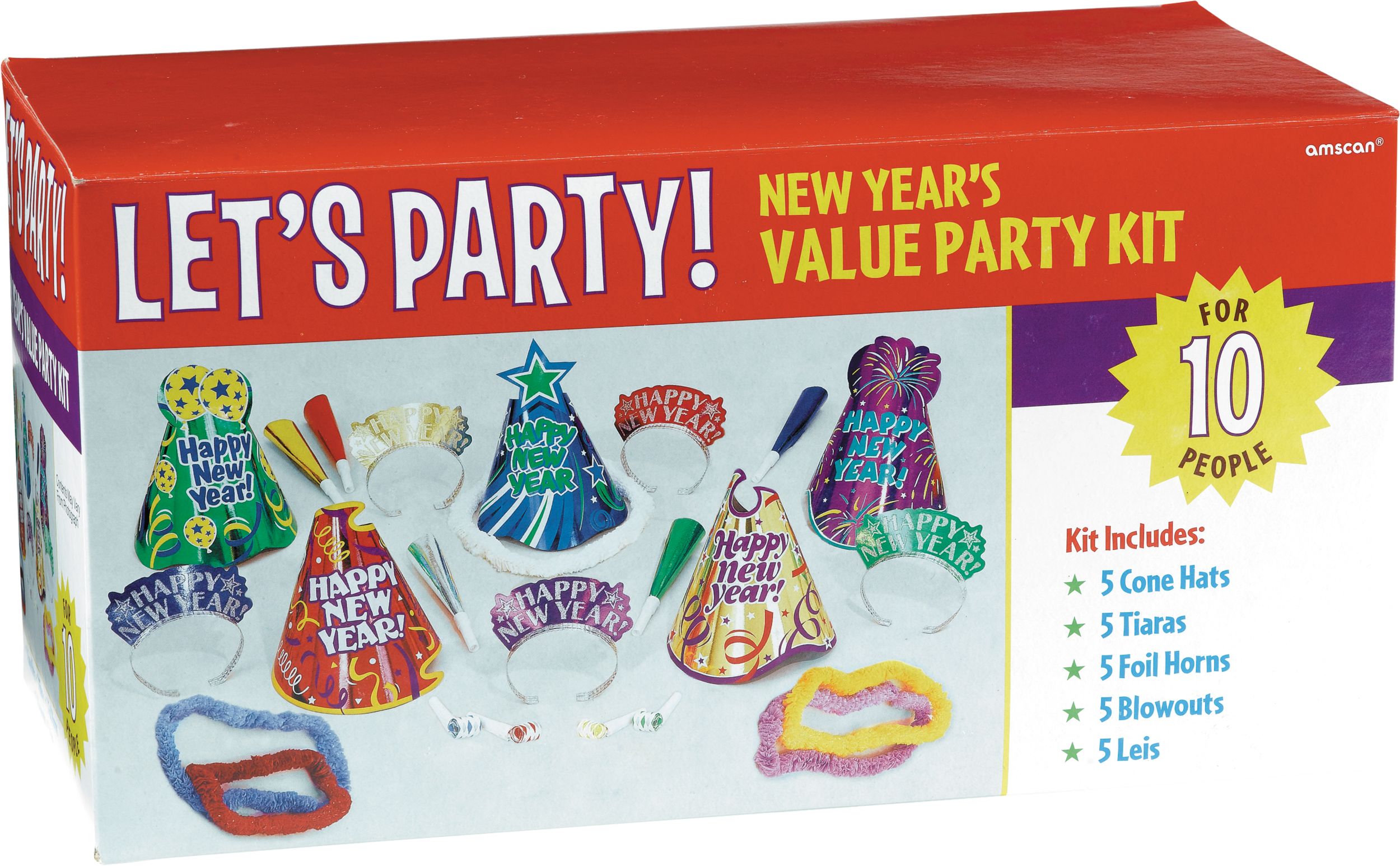 Let's Party New Year's Party Kit for 10 Front_Angled_Right