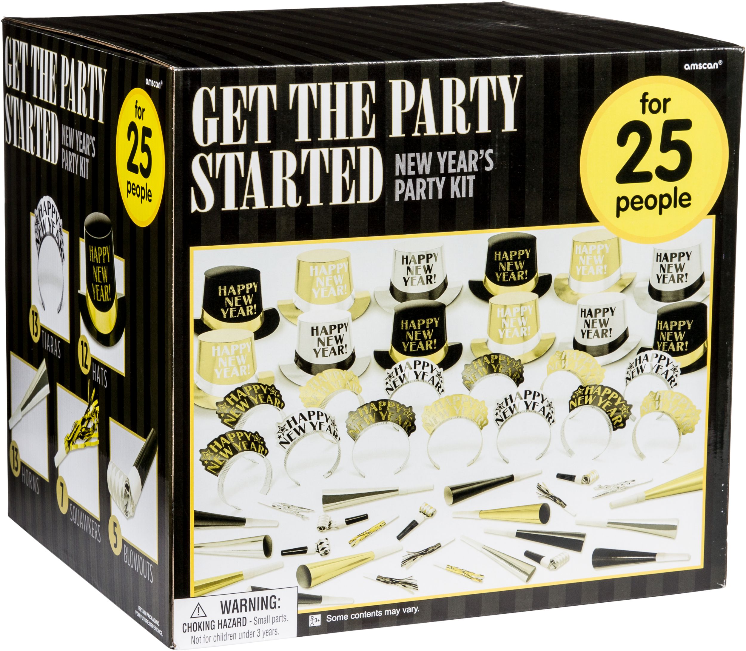 Get The Party Started New Year's Eve Party Kit for 25 Front_Angled_Right
