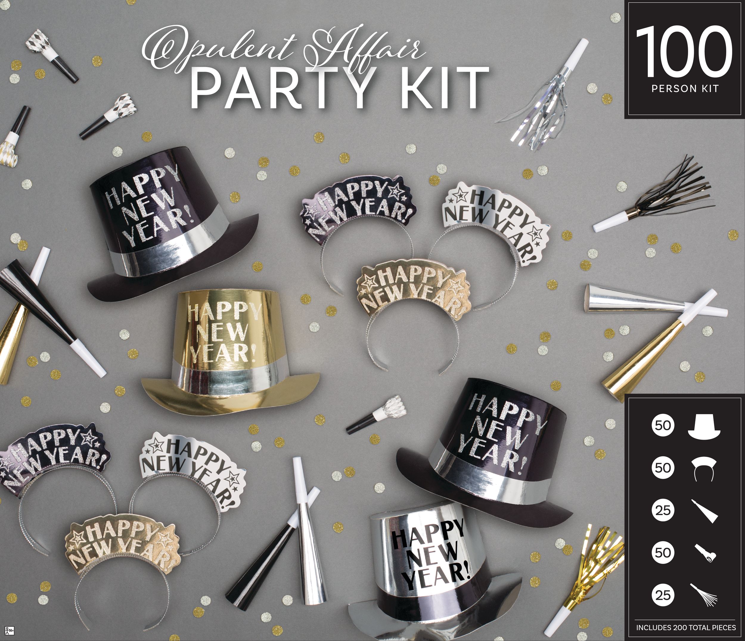 Opulent Affair New Year's Eve Party Kit for 100 Composite_or_Mixed