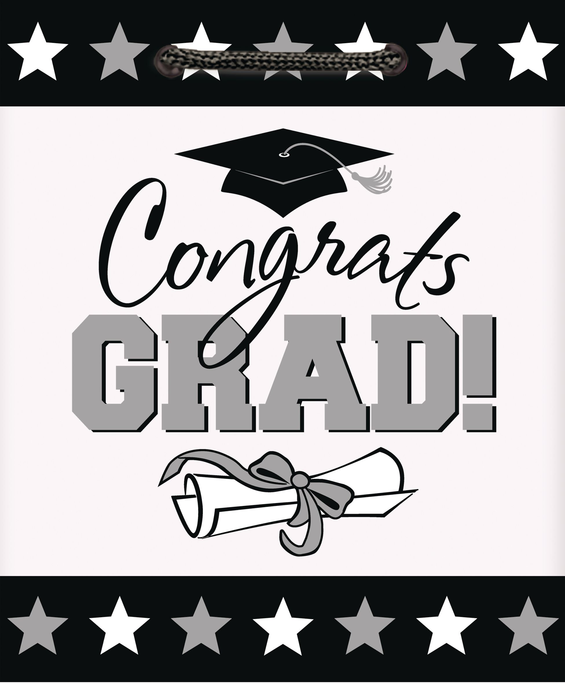 Black & Silver Graduation Gift Bag Front_Flat