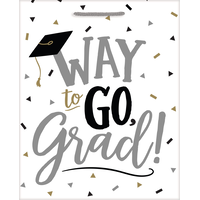 Way to Go Grad Gift Bag, Black/White Front_Flat