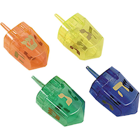 Plastic Dreidels, Orange/Yellow/Green/Blue, 4-pk, for Hanukkah Composite_or_Mixed