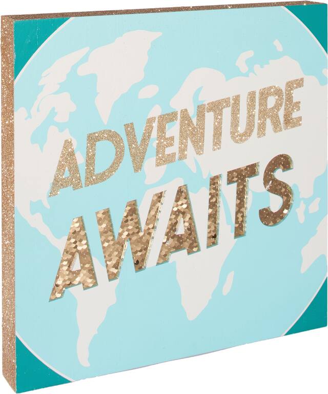 Glitter Adventure Awaits Sign Front_Angled_Right