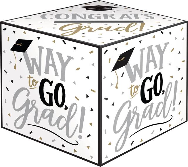 Way to Go Grad Card Holder Box, Black/White Front_Angled_Right
