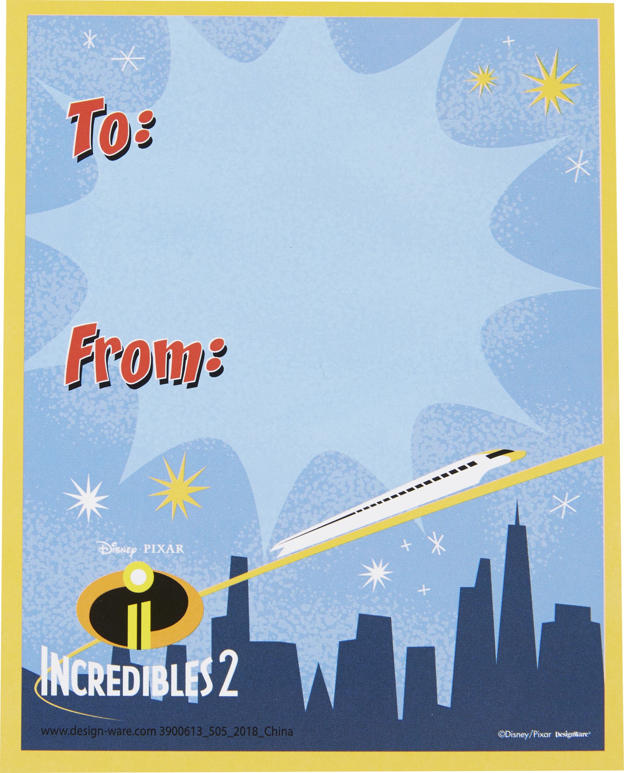 Incredibles Valentine Exchange Cards with Favours, 12-pk Back_Flat