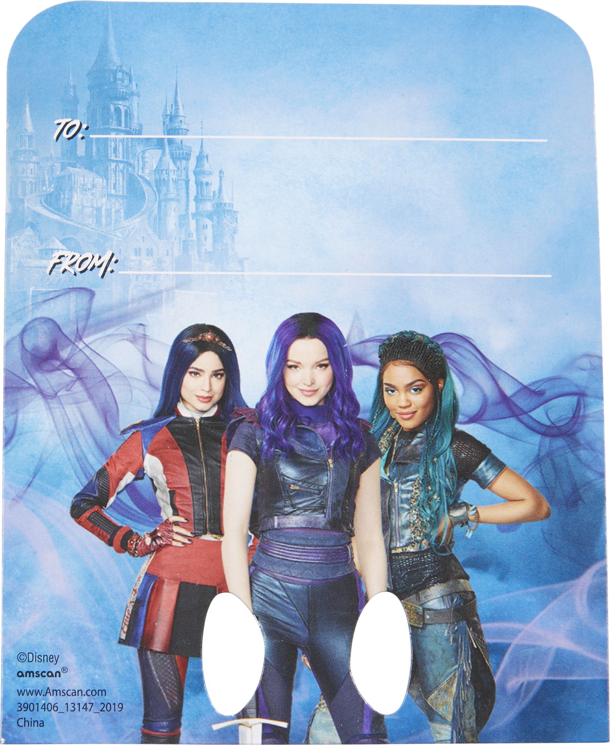 Descendants 3 Valentine Exchange Cards with Mini Pens, 12-pk Back_Flat