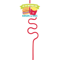 Burger & Fries Valentine Exchange Card with Silly Straws, 12-pk Front_Flat