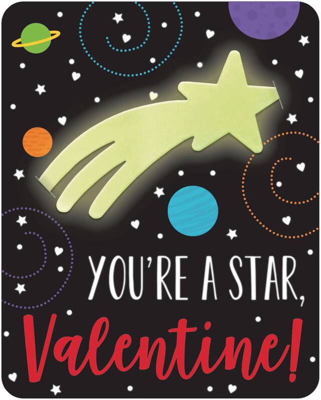 Cartes de la Saint-Valentin Espace avec décorations murales, paq. 12 Front_Flat