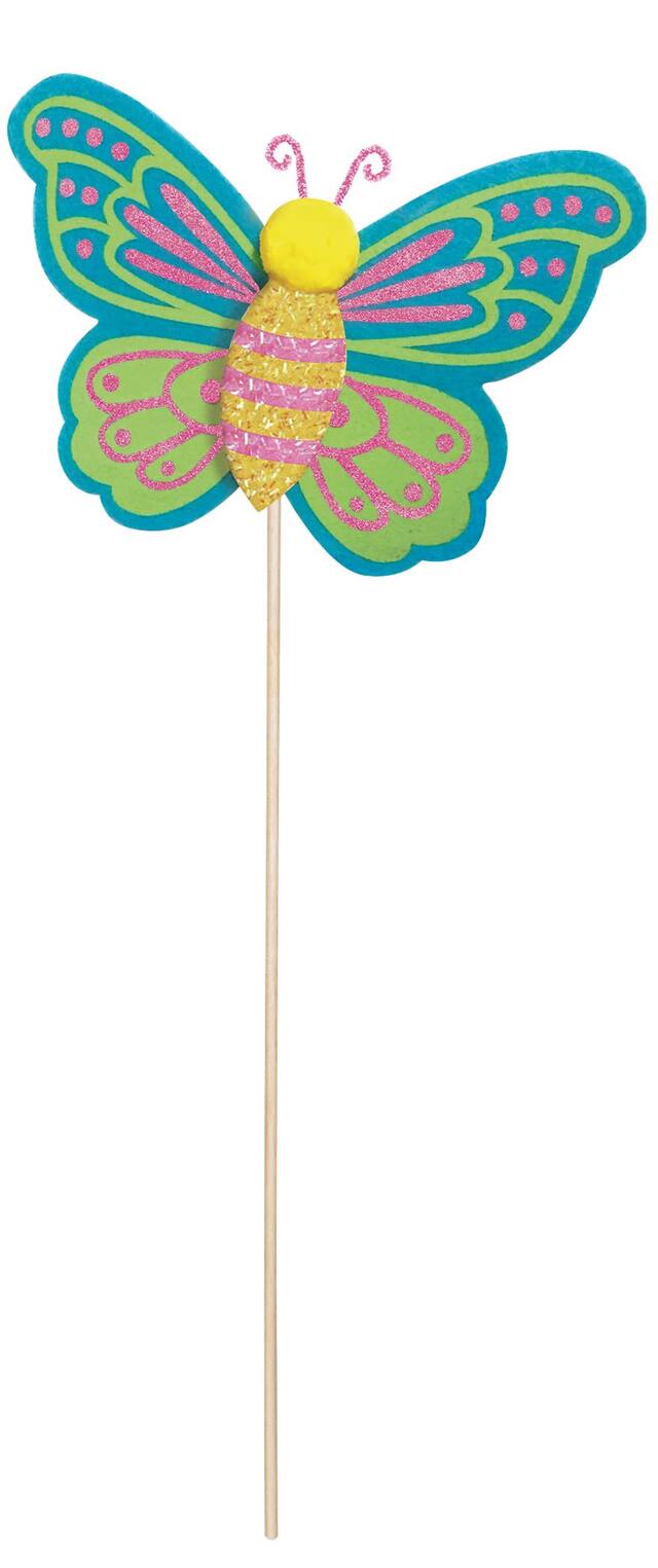 Butterfly Outdoor Yard Stake Sign Decoration, Blue, 36-in, for Easter/Spring Front_Flat