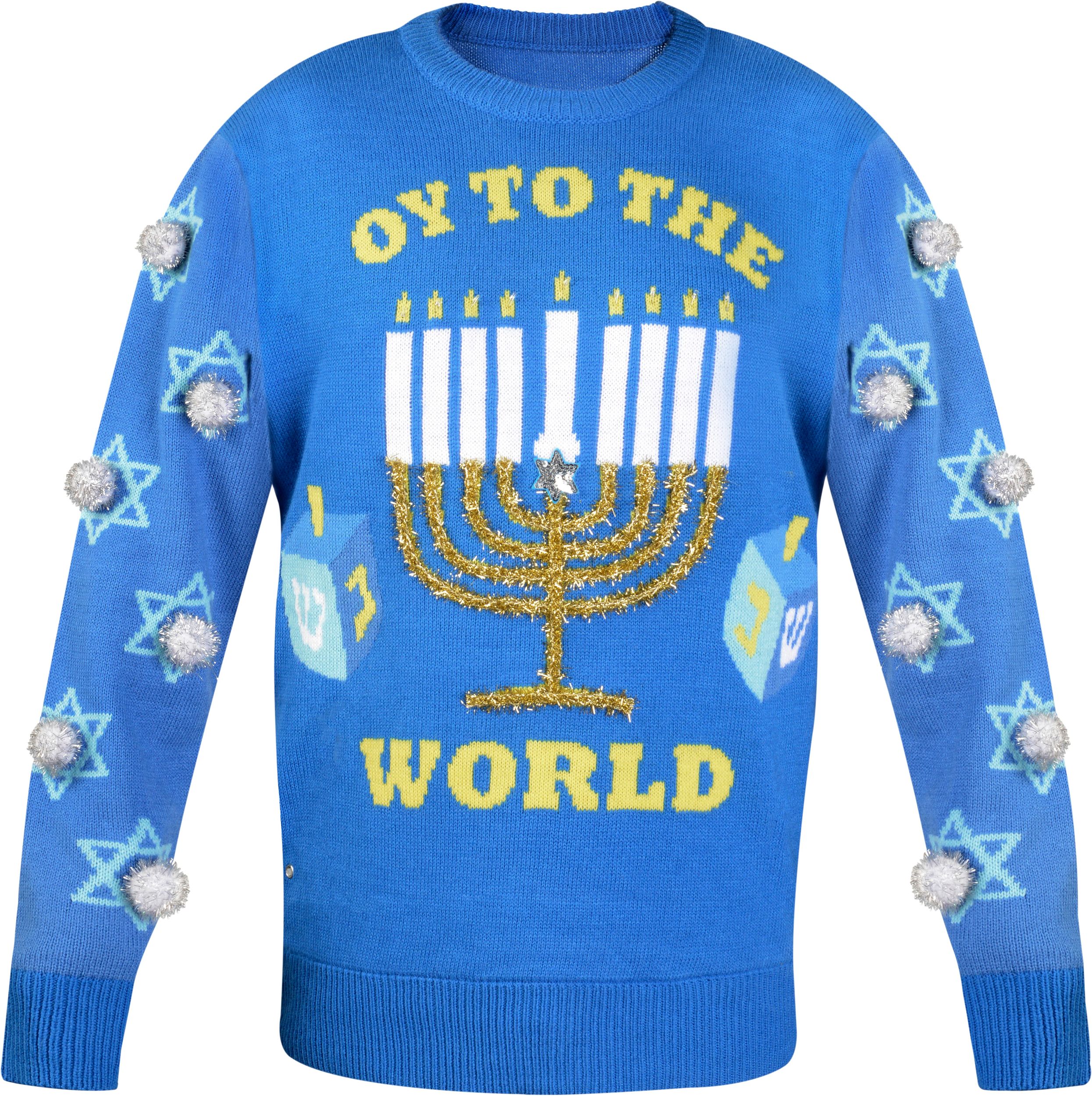 Oy to the World Ugly Sweater, Small/Medium Front_Flat