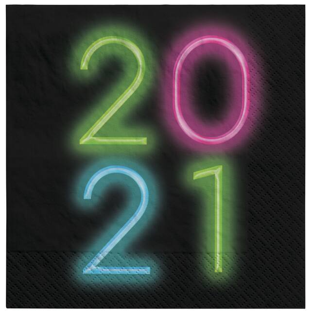 New Year's Eve Glow 2021 Lunch Napkins, 36-pk Front_Flat