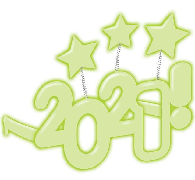 New Year's Eve 2021 Glow in the Dark Star Glasses Front_Angled_Right