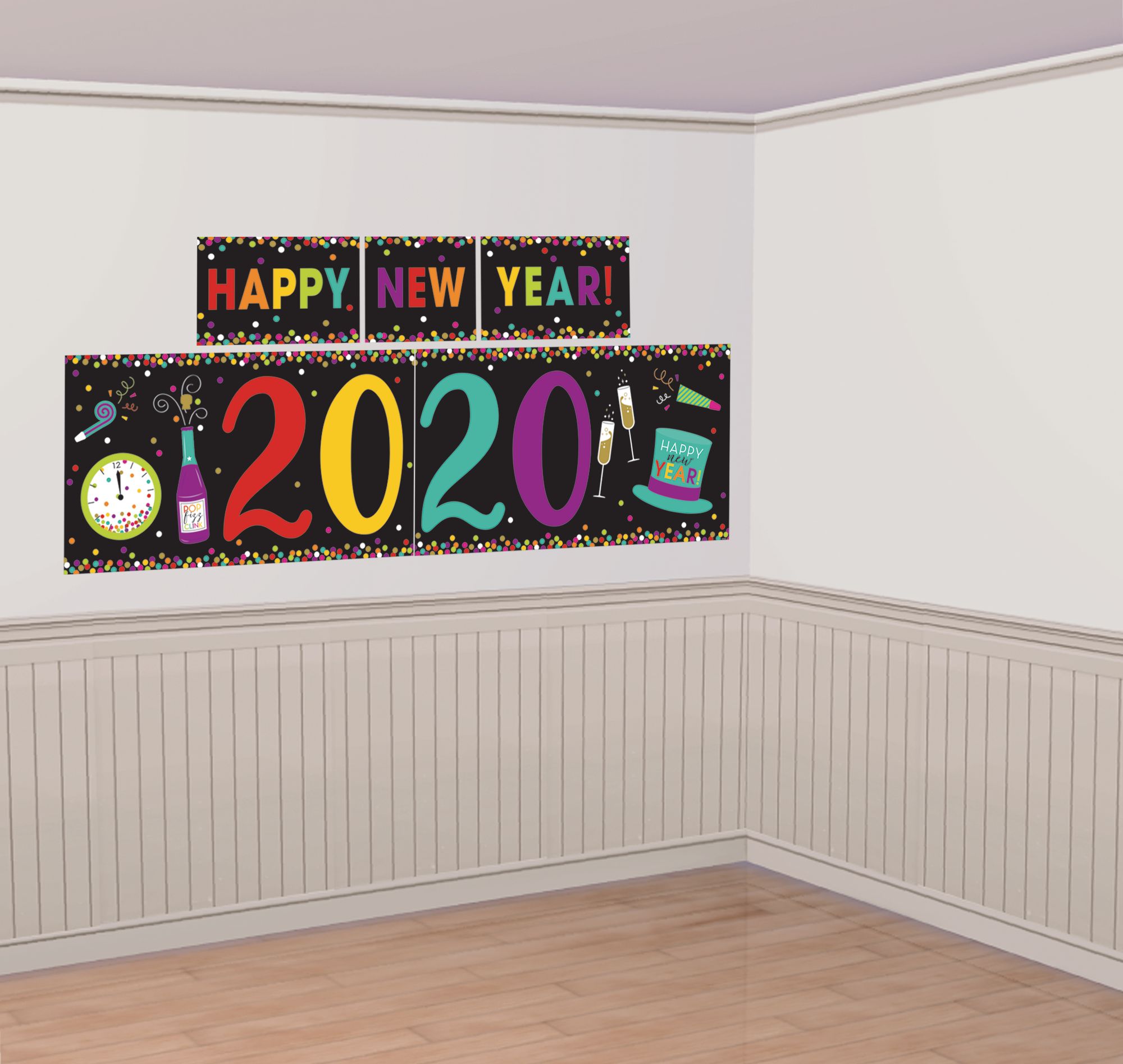 Colourful 2020 New Year's Scene Setter, 5-pc Front_Angled_Right