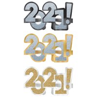 2019 Glitter Black, Gold & Silver Glasses, 6-pk Front_Flat