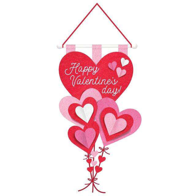 Banderole 3D en feutre Happy Valentine's&nbsp;Day Front_Flat