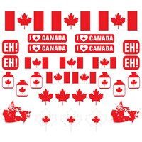 "I Love Canada" Table & Wall Cutout Decorations, Red, 14-in, 30-pk, for Canada Day