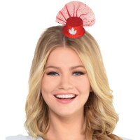 Maple Leaf Mini Hat Hair Clip, Red/White, One Size, for Canada Day Front_Flat