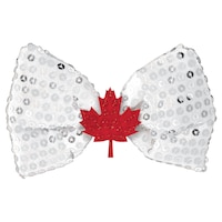 Maple Leaf Sequin Wearable Bow Tie, Red/White, One Size, for Canada Day