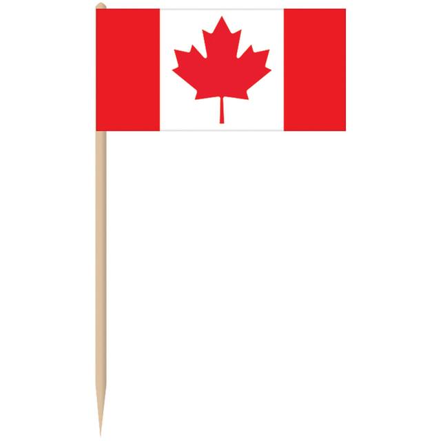 Flag Paper Party Picks, Red/White, 4-in, 50-pk, for Canada Day Front_Flat