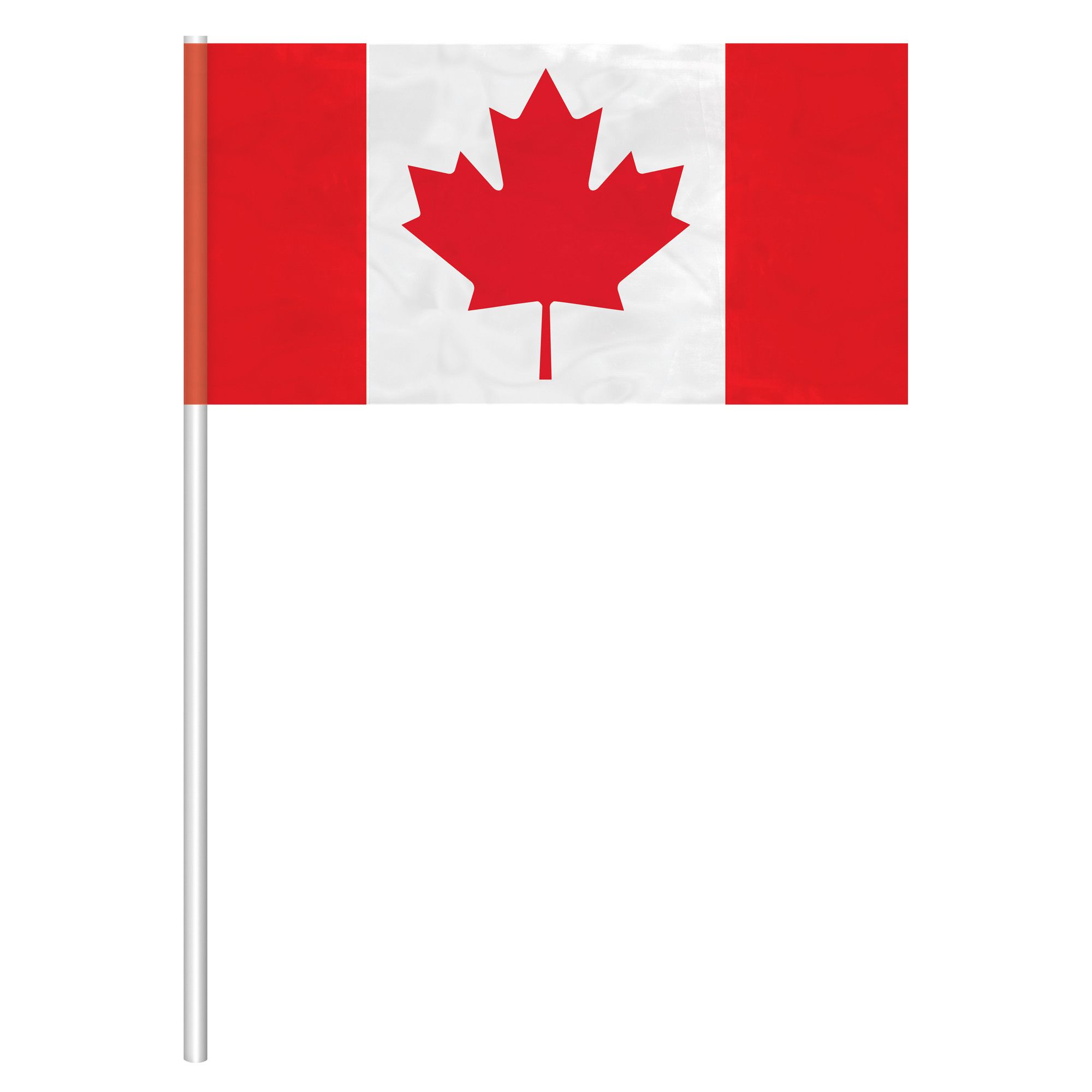 Maple Leaf Large Plastic Flag Decoration, Red/White, 10-in, for Canada Day Front_Flat