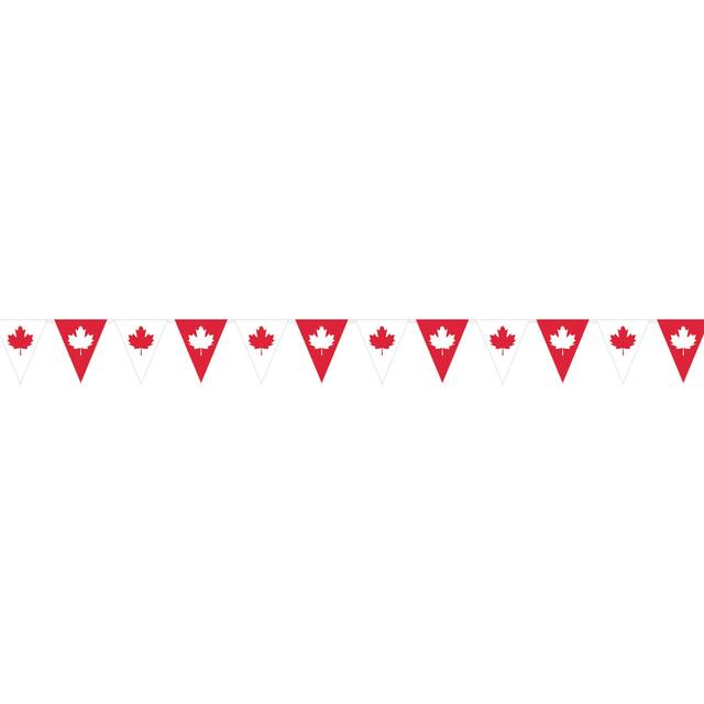 Pennant Hanging Garland Banner Decoration, Red/White, Maple Leaf, 13.25-in, for Canada Day Front_Flat