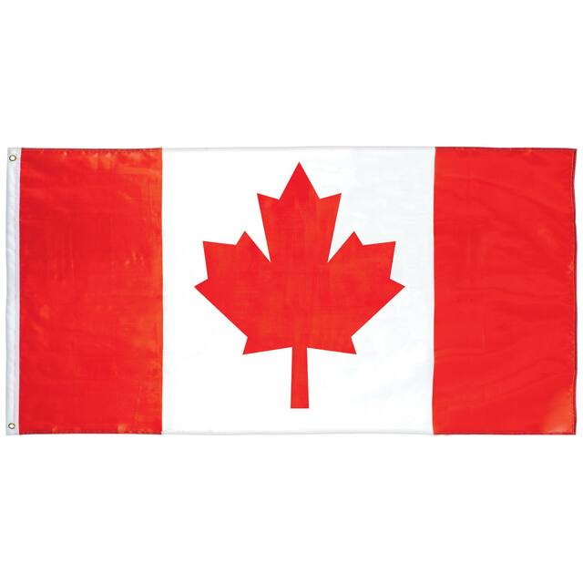 Maple Leaf Medium Fabric Flag Decoration, Red/White, 3-ft, for Canada Day Front_Flat