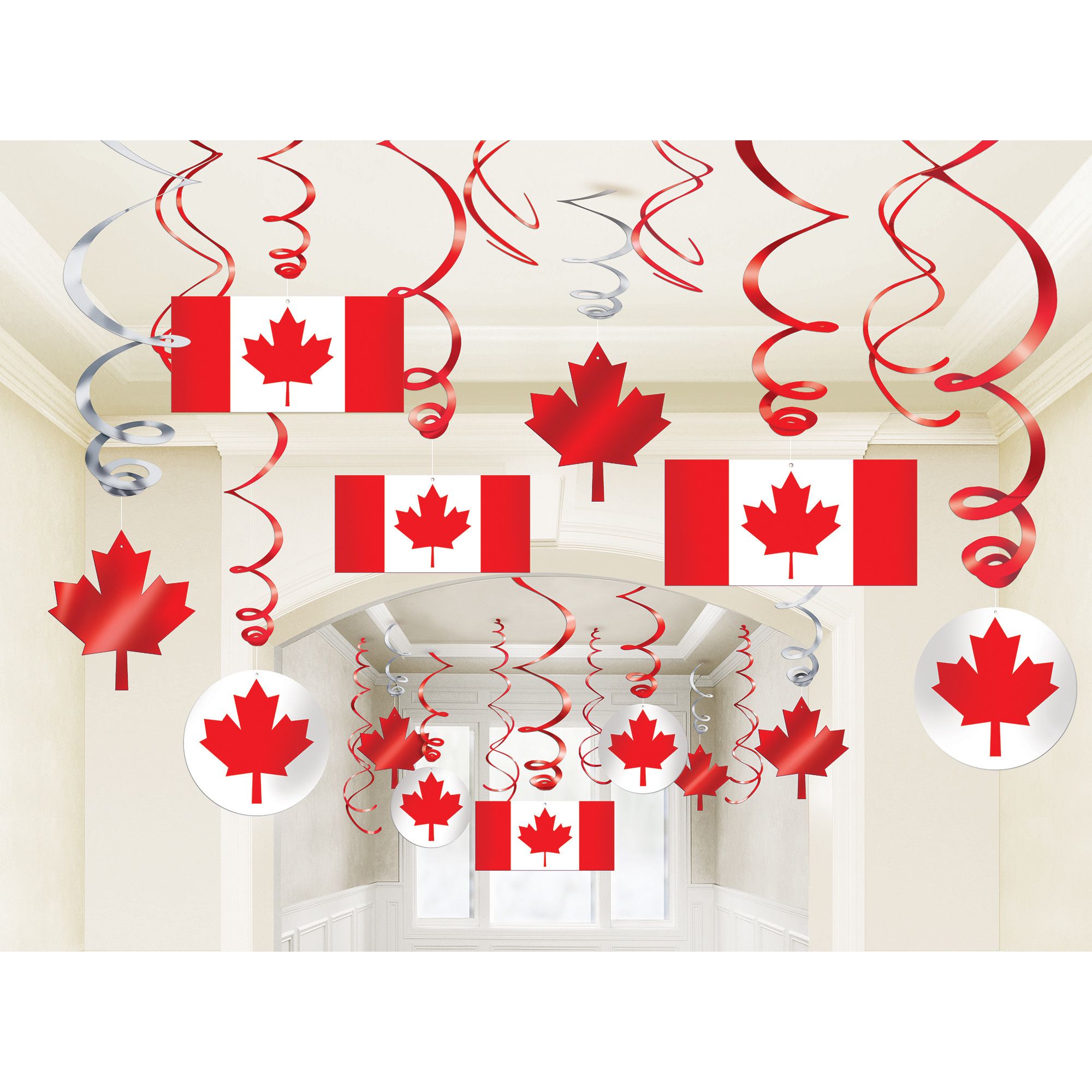 Canada Day Swirl Decorations, 30pk Party City