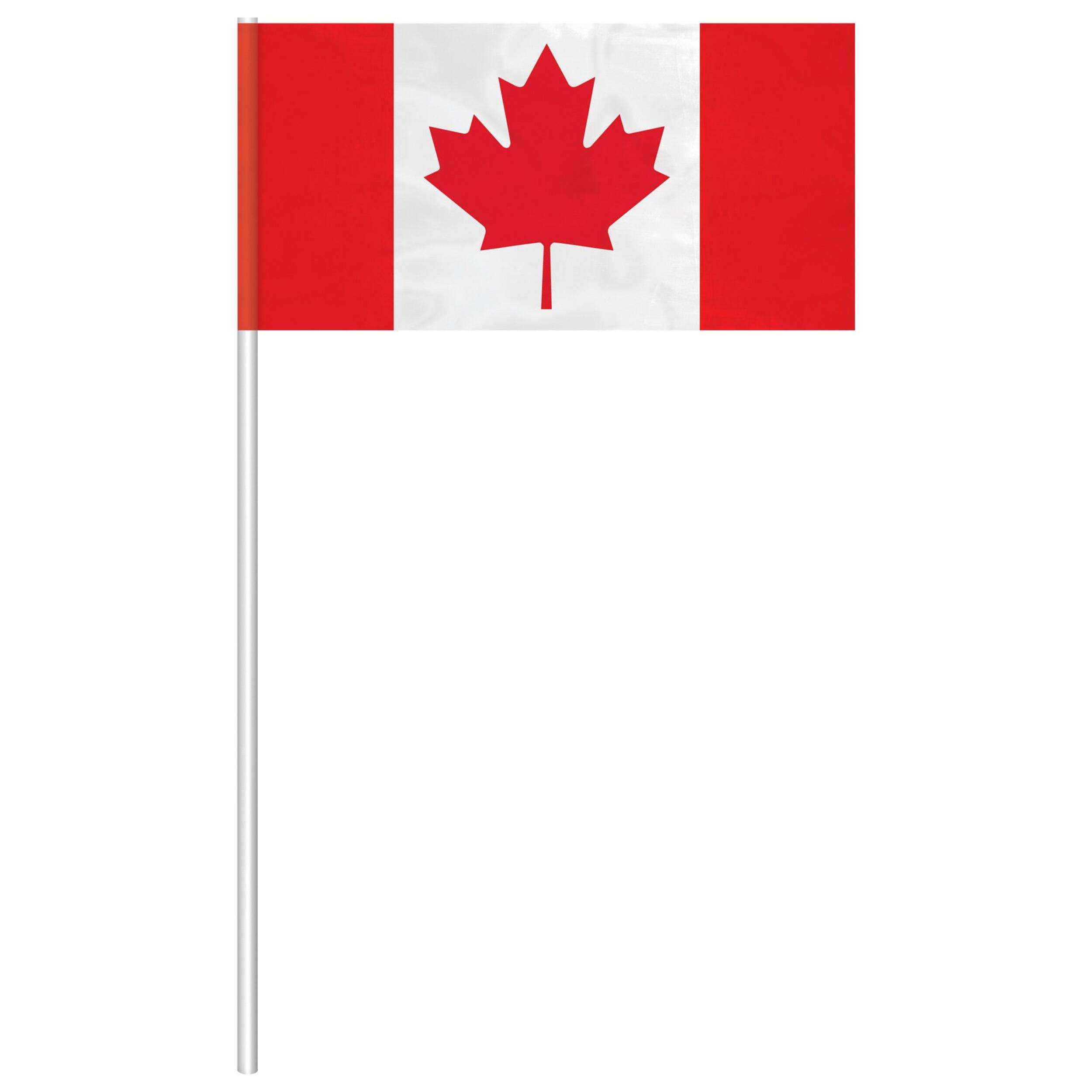 Small Fabric Flag Decoration, Red/White, 6-in, 4-pk, for Canada Day Front_Flat