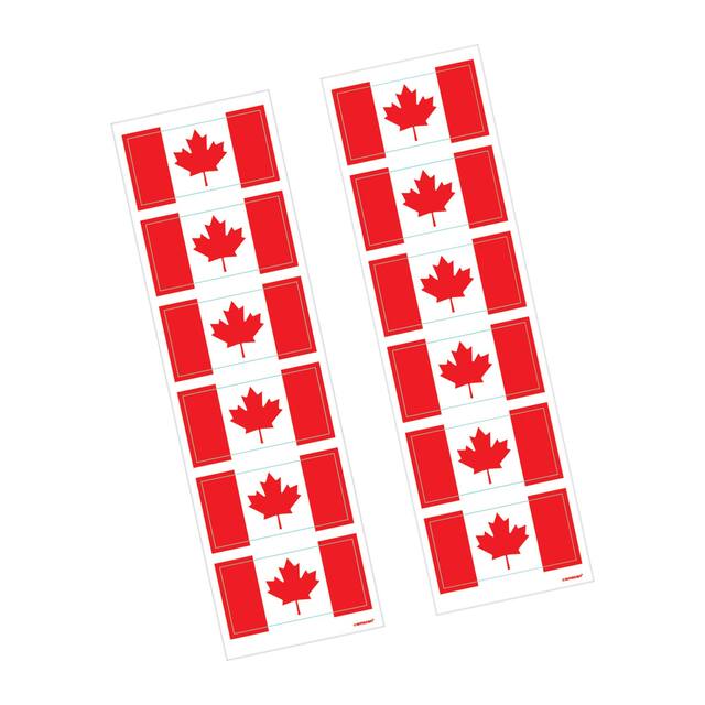 Canadian Flag Stickers, Red/White, 1 Sheet, 8-pk, for Canada Day Front_Flat