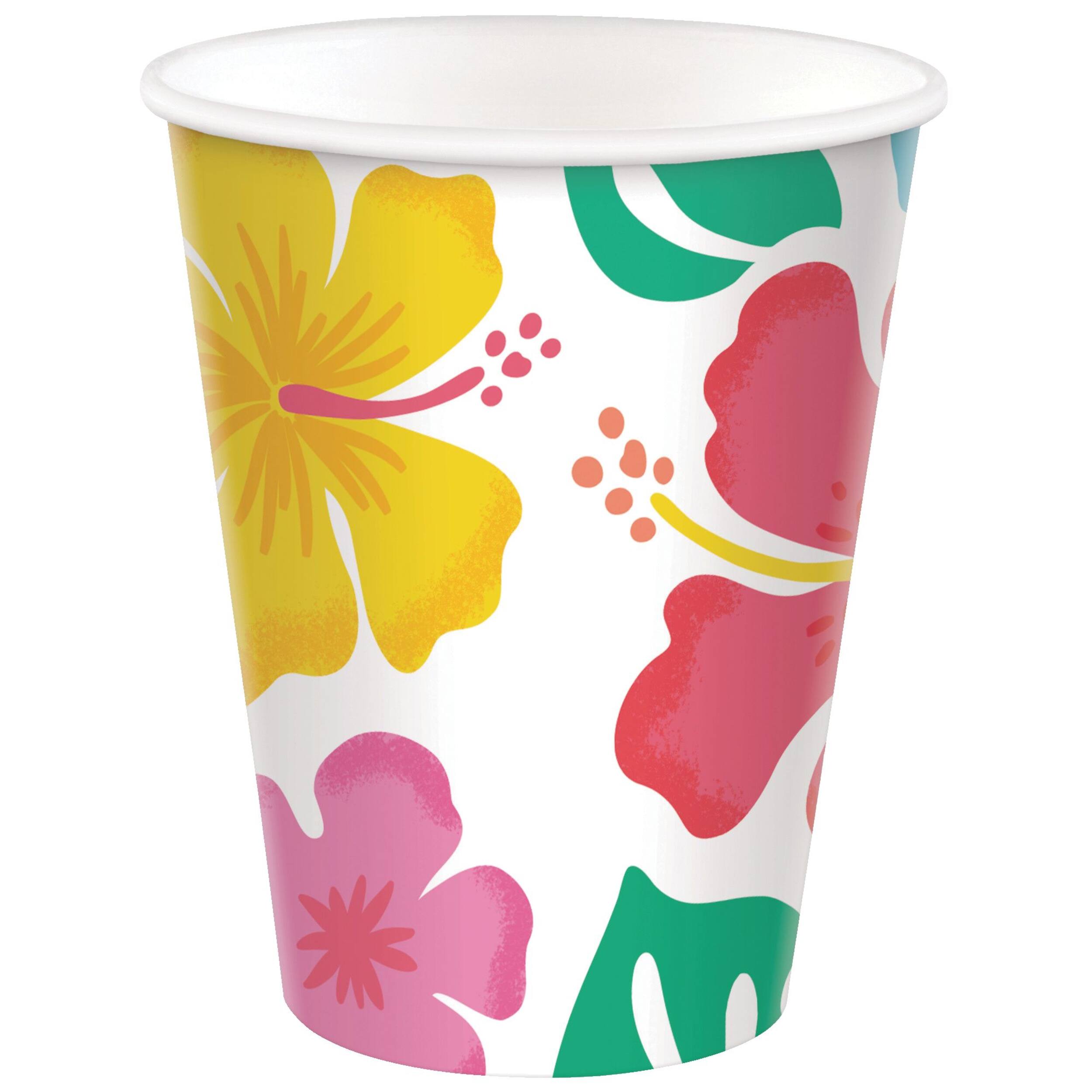 Gobelets en papier, Hibiscus d'été, 9 oz Front_Elevated