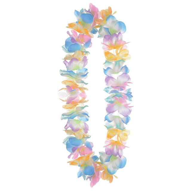 Floral Lei Wearable, Tie Dye Multi-Coloured, One Size, for Summer Party Front_Flat