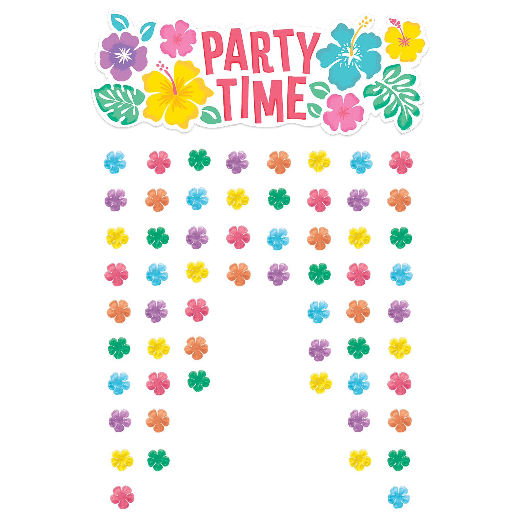 "Party Time" Hanging Doorway Curtain Decoration, Multi-Coloured, Floral, 7-in, for Summer Party Front_Flat