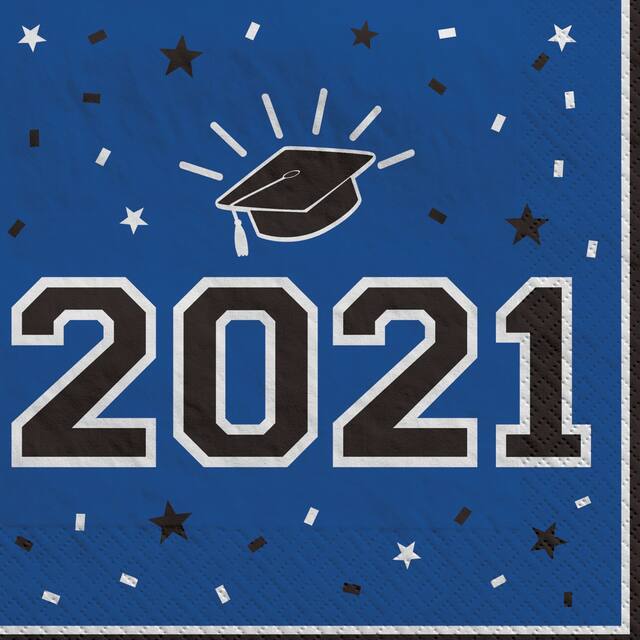 2021 School Colours Pride Lunch Napkins, Blue Front_Flat