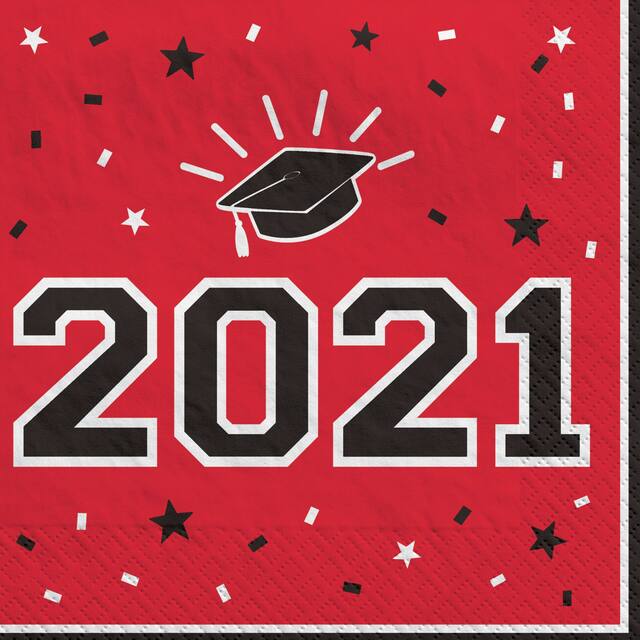 2021 School Colours Pride Lunch Napkins, Red Front_Flat