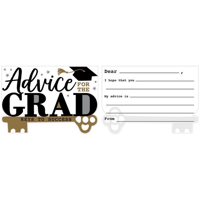 "Advice for the Grad" Paper Advice Cards, White/Gold/Black, 24-pk, for Graduation Composite_or_Mixed