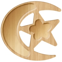 Star & Moon Bamboo Platter Serveware, Brown, 4x6-in, for Religious Party/Eid Mubarak/Ramadan