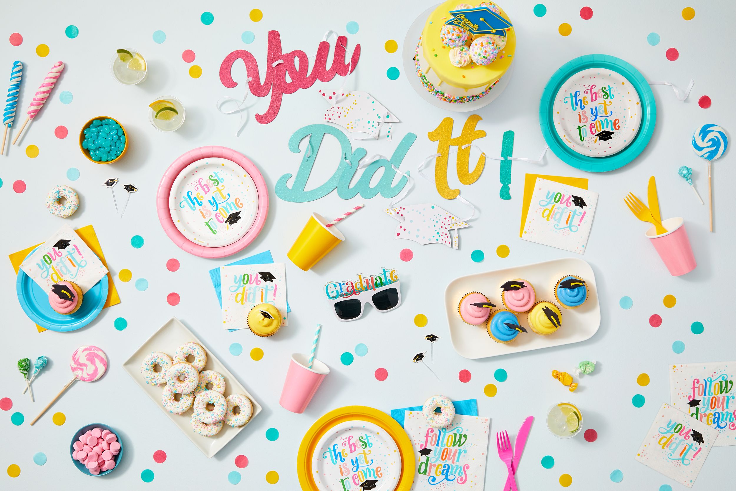 Follow Your Dreams "You Did It!" Hanging Garland Banner Decoration, Multi-Coloured, 12-in, for Graduation Overhead_Flat