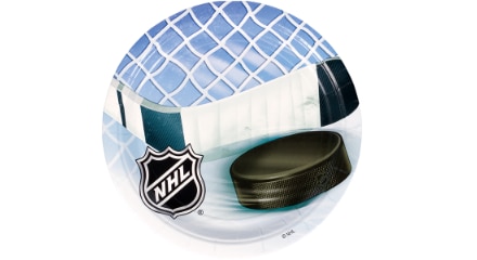 Une assiette en papier ronde NHL Ice Time.