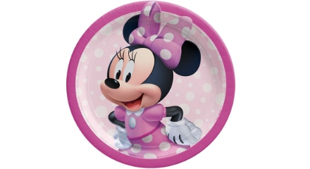 Une assiette en papier ronde Disney Minnie Mouse de 9 pouces. 