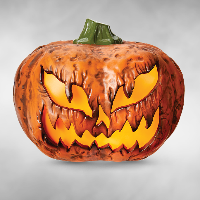 A Gemmy jack-o'-lantern led light-up pumpkin decoration, 12-in. 