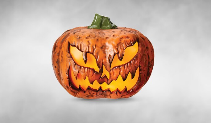 A Gemmy jack-o'-lantern led light-up pumpkin decoration, 12-in. 
