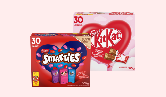 A Smarties and a Kit Kat Valentines Kit.