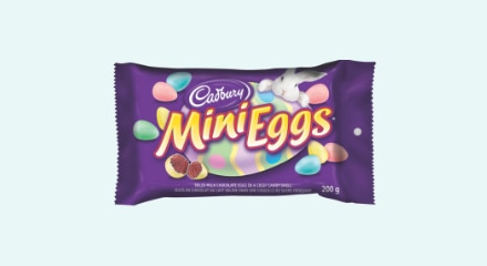 A bag of Cadbury chocolate Easter Mini Eggs.
