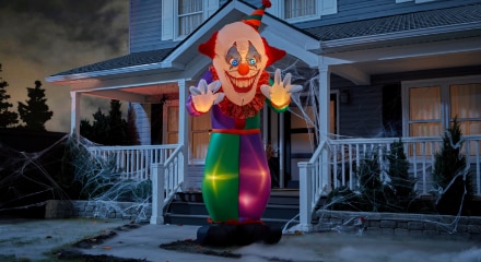 A giant inflatable clown decoration.