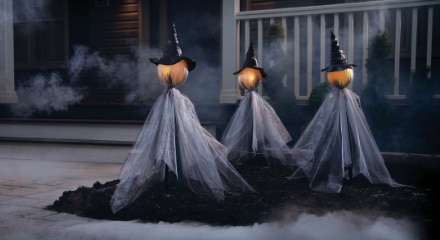 A set of witch-themed yard stakes.