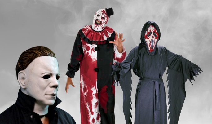 A Clown, Michael Myers and Scream-themed costumes.